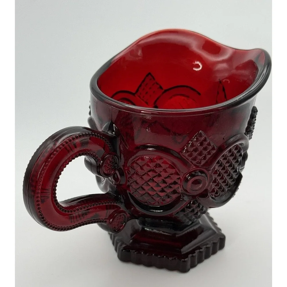 Vintage AVON 1876 Cape Cod Collection Ruby Red Glass Creamer By Wheaton Glass Co